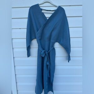 CHERFLY Women's Sweater Dresses Long Sleeve Backless Bodycon Long Dress w/ Belt